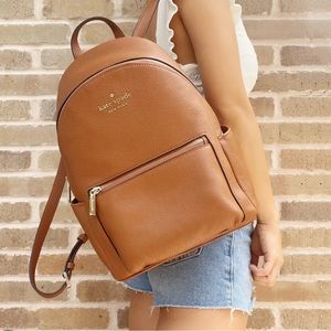 New Kate Spade Leila Medium Dome Backpack Leather Warm Gingerbread